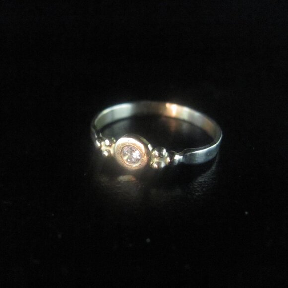 14K yellow gold ring set with 0.10ct diamond. Handmade UNIQUE Engagement ring - Picture 2 of 14